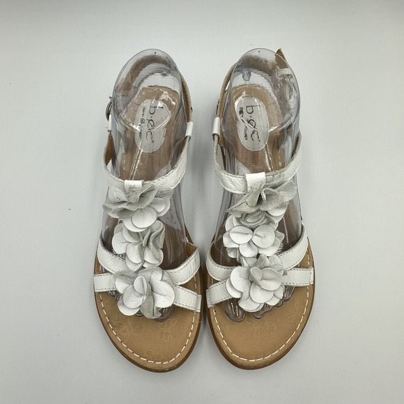 BOC Born Strappy Sandals 9 /40.5 White Leather Floral Ankle Buckle Closure‎ Boho - Picture 8 of 14